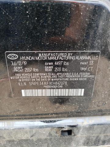 5NPE34AF1KH812078 - 2019 HYUNDAI SONATA LIMITED BLACK photo 13