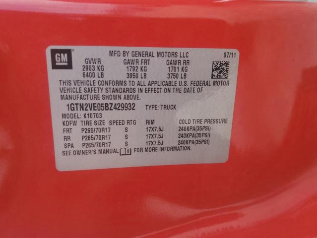 1GTN2VE05BZ429932 - 2011 GMC SIERRA K1500 SLE RED photo 12