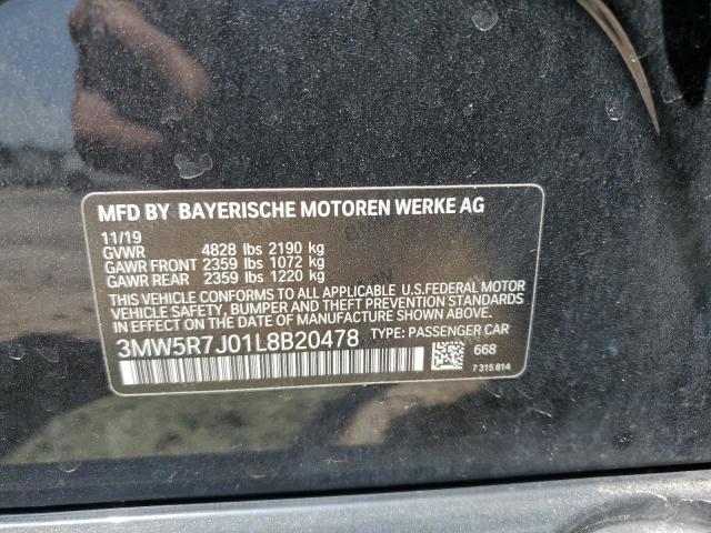 3MW5R7J01L8B20478 - 2020 BMW 330XI Czarny zdjęcie 12