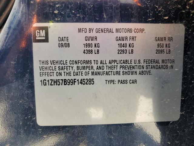 1G1ZH57B99F145285 - 2009 CHEVROLET MALIBU 1LT BLUE photo 12