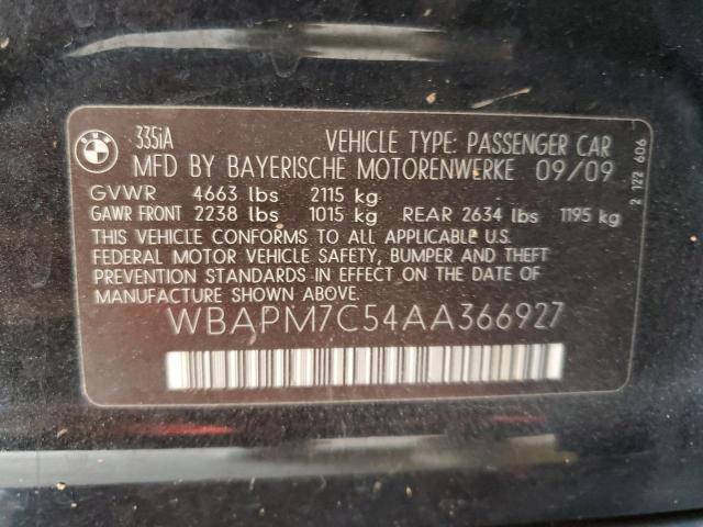 WBAPM7C54AA366927 - 2010 BMW 335 I BLACK photo 12