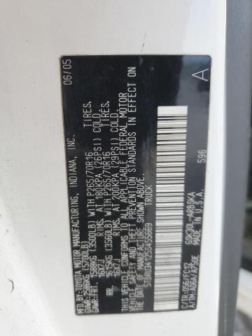 5TBRU34125S455669 - 2005 TOYOTA TUNDRA ACCESS CAB SR5 WHITE photo 13