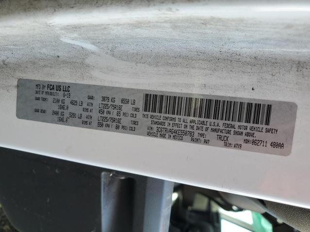 3C6TRVAG4KE550783 - 2019 RAM PROMASTER 1500 STANDARD WHITE photo 13