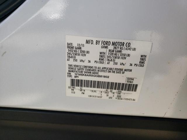 1FM5K8AR5GGB81802 - 2016 FORD EXPLORER POLICE INTERCEPTOR WHITE photo 13