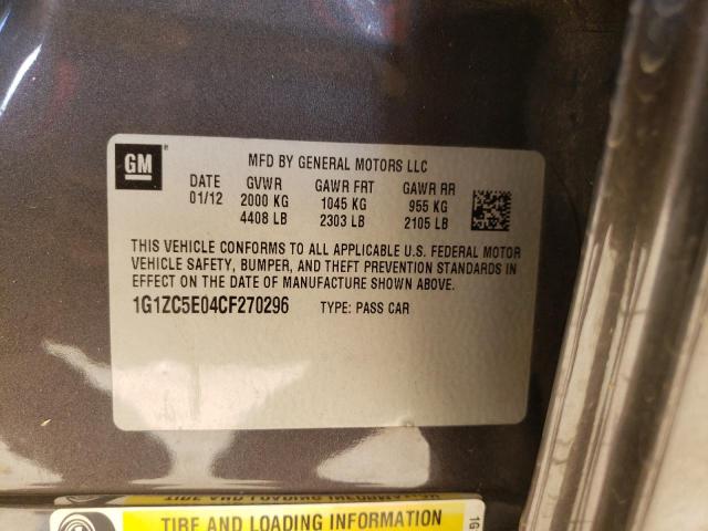 1G1ZC5E04CF270296 - 2012 CHEVROLET MALIBU 1LT BLACK photo 12