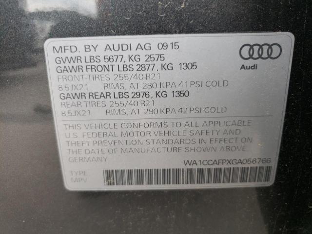 WA1CCAFPXGA056766 - 2016 AUDI SQ5 PREMIUM PLUS GRAY photo 13