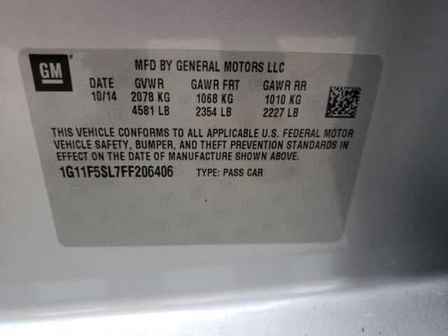 1G11F5SL7FF206406 - 2015 CHEVROLET MALIBU LTZ ვერცხლისფერი ფოტო 12