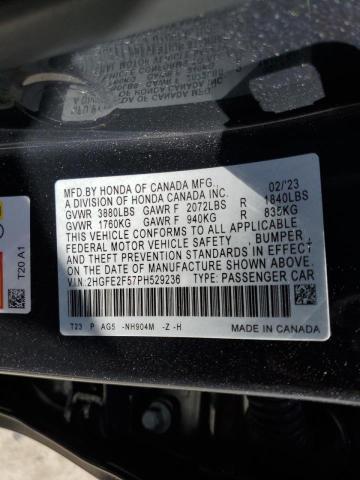 2HGFE2F57PH529236 - 2023 HONDA CIVIC SPORT 灰色 照片 13