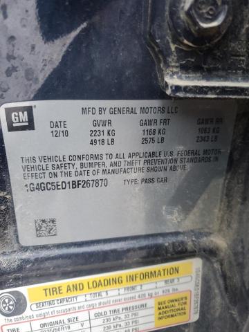 1G4GC5ED1BF267870 - 2011 BUICK LACROSSE CXL BLUE photo 12