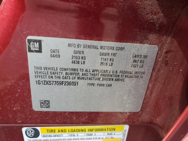 1G1ZK57769F236091 - 2009 CHEVROLET MALIBU LTZ წითელი ფოტო 12