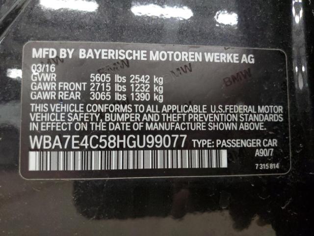 WBA7E4C58HGU99077 - 2017 BMW 740 XI GRAY photo 12