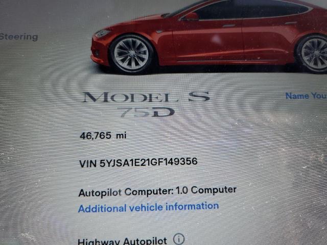 5YJSA1E21GF149356 - 2016 TESLA MODEL S 红色 照片 9