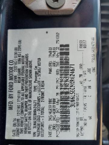 3LN6L5EC8HR624671 - 2017 LINCOLN MKZ RESERVE შავი ფოტო 12