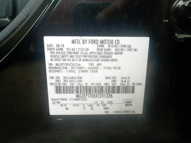 MAJ3P1TE0JC241326 - 2018 FORD ECOSPORT SE  photo 10