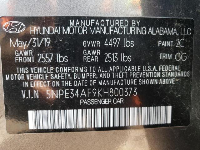 5NPE34AF9KH800373 - 2019 HYUNDAI SONATA LIMITED GRAY photo 12