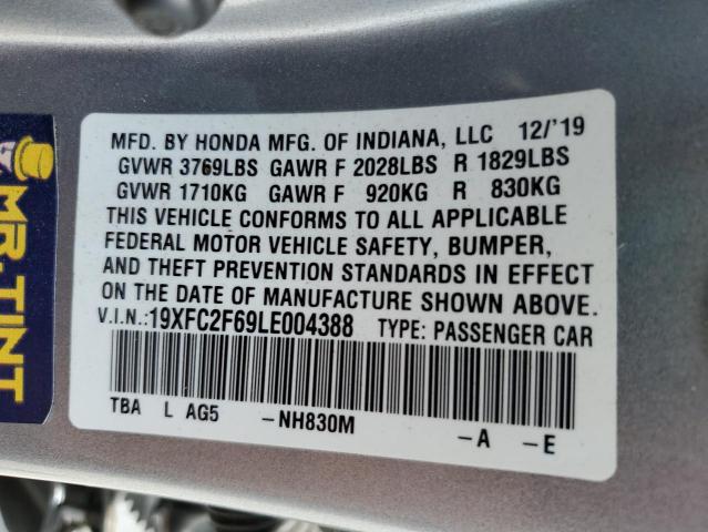 19XFC2F69LE004388 - 2020 HONDA CIVIC LX SILVER photo 13