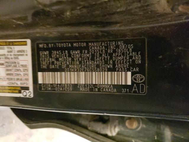 2T1KR32E76C558029 - 2006 TOYOTA MATRIX XR BLACK photo 12