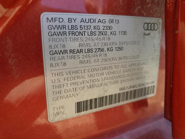 WA1UFAFL3DA236188 - 2013 AUDI A4 ALLROAD PREMIUM PLUS RED photo 13