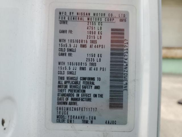 3N63M0ZN6FK711717 - 2015 CHEVROLET CITY EXPRE LT WHITE photo 13