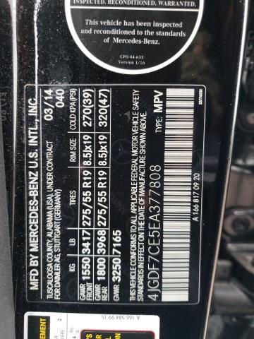 4JGDF7CE5EA377808 - 2014 MERCEDES-BENZ GL 450 4MATIC BLACK photo 12