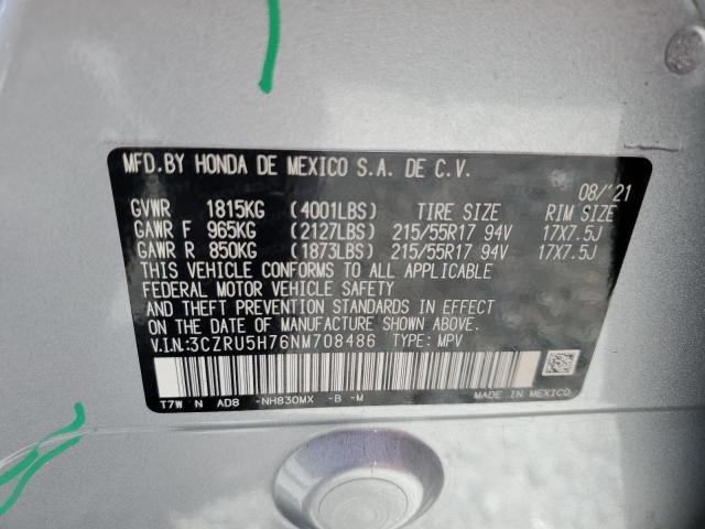 3CZRU5H76NM708486 - 2022 HONDA HR-V EXL SILVER photo 14