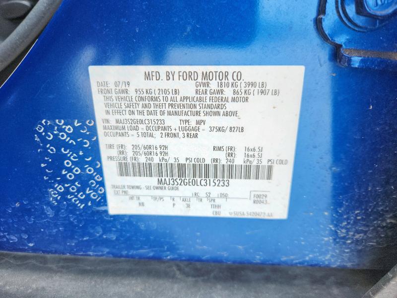 MAJ3S2GE0LC315233 - 2020 FORD ECOSPORT SE 蓝色 照片 13