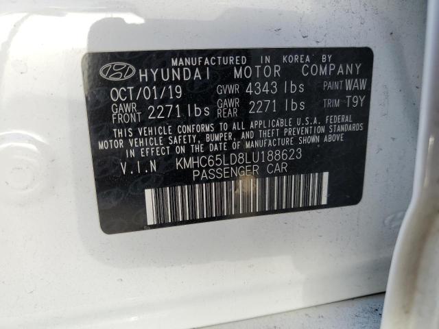 KMHC65LD8LU188623 - 2020 HYUNDAI IONIQ SE WHITE photo 12