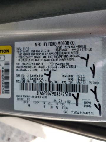 3FA6P0G79GR342510 - 2016 FORD FUSION S SILVER photo 13