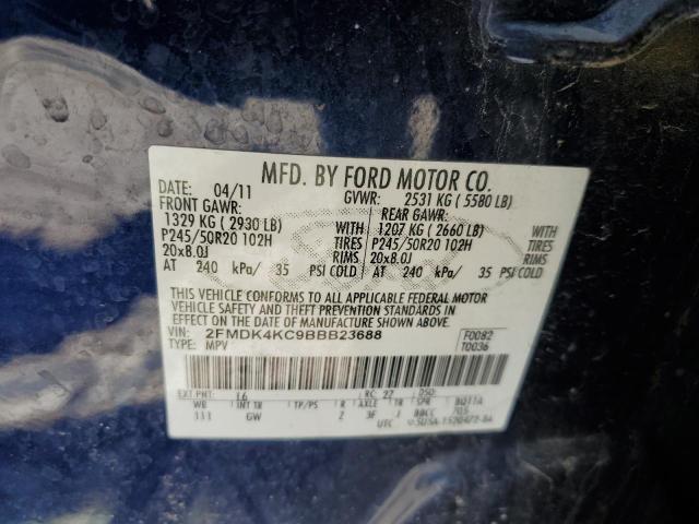 2FMDK4KC9BBB23688 - 2011 FORD EDGE LIMITED BLUE photo 12