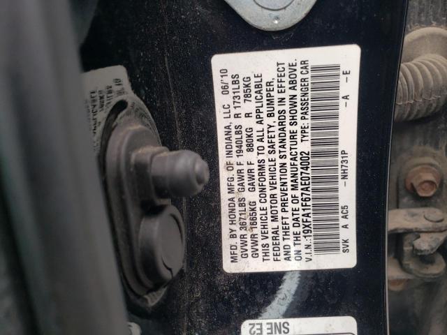 19XFA1F67AE074002 - 2010 HONDA CIVIC LX-S Noir photo 12