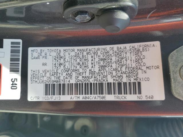 3TMJU62N59M087814 - 2009 TOYOTA TACOMA DOUBLE CAB PRERUNNER CHARCOAL photo 12