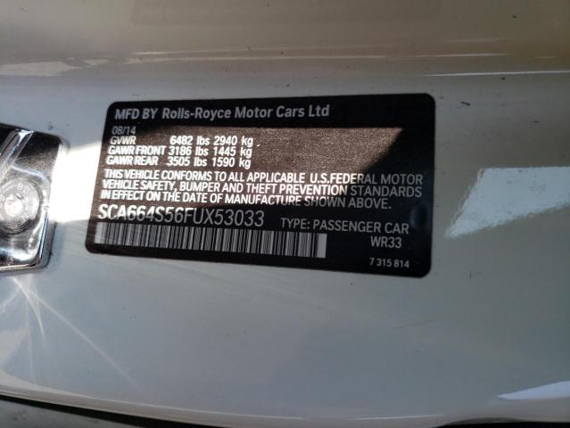 SCA664S56FUX53033 - 2015 ROLLS-ROYCE GHOST WHITE photo 12
