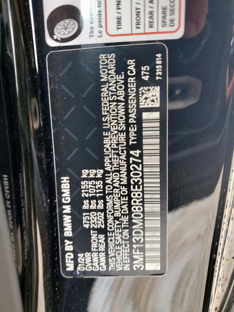 3MF13DM08R8E30274 - 2024 BMW M2 GRAY photo 12