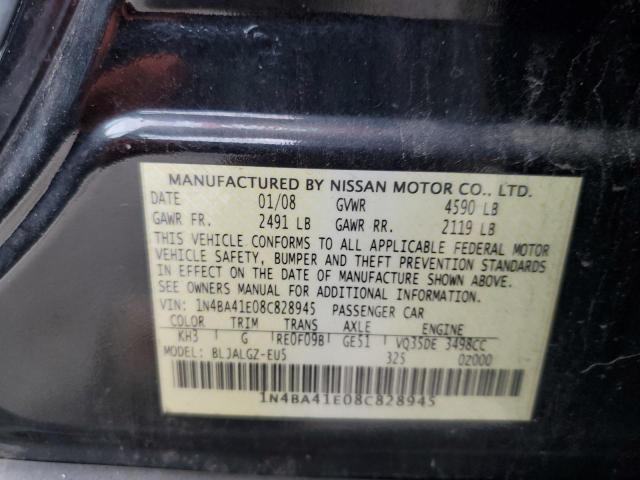 1N4BA41E08C828945 - 2008 NISSAN MAXIMA SE BLACK photo 12