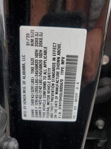5FNYF8H55LB005670 - 2020 HONDA PASSPORT EXL أسود صورة 13