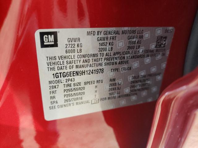 1GTG6EEN9H1241978 - 2017 GMC CANYON DENALI RED photo 12