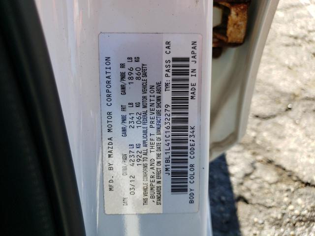 JM1BL1L41C1632279 - 2012 MAZDA SPEED 3 თეთრი ფოტო 12