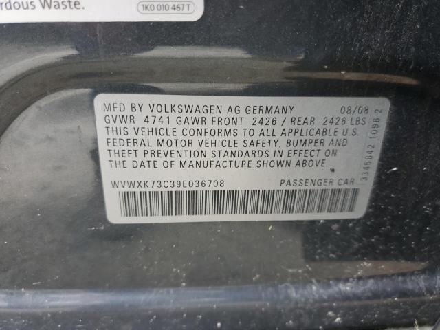 WVWXK73C39E036708 - 2009 VOLKSWAGEN PASSAT WAGON TURBO GRAY photo 12