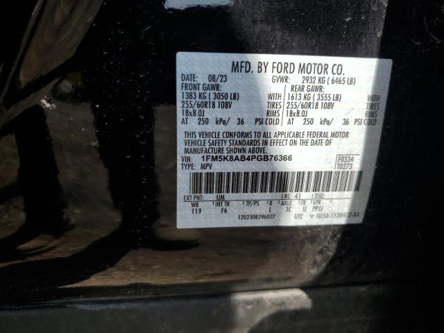 1FM5K8AB4PGB76366 - 2023 FORD EXPLORER POLICE INTERCEPTOR أسود صورة 12