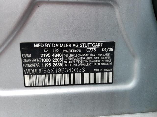 WDBUF56X18B340323 - 2008 MERCEDES-BENZ E 350 GRAY photo 12