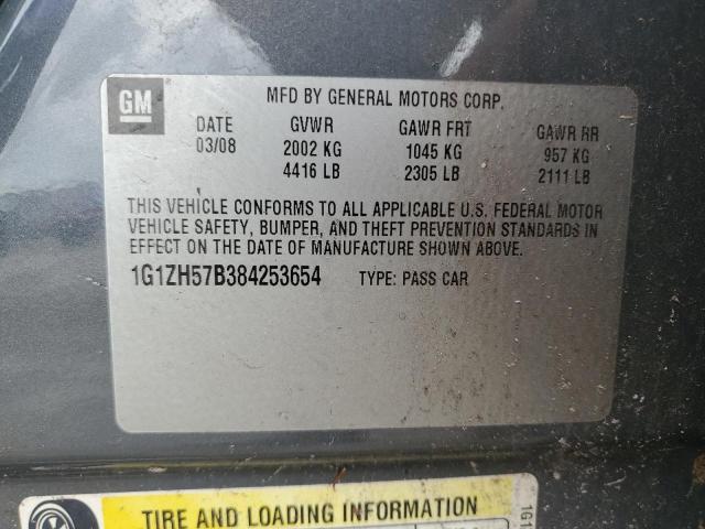 1G1ZH57B384253654 - 2008 CHEVROLET MALIBU 1LT GRAY photo 12