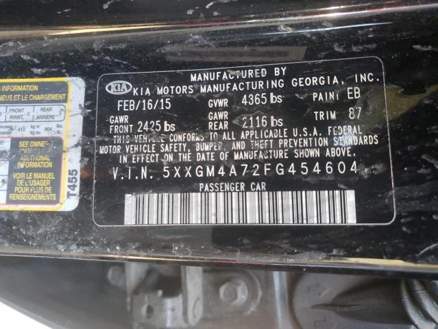 5XXGM4A72FG454604 - 2015 KIA OPTIMA LX BLACK photo 10