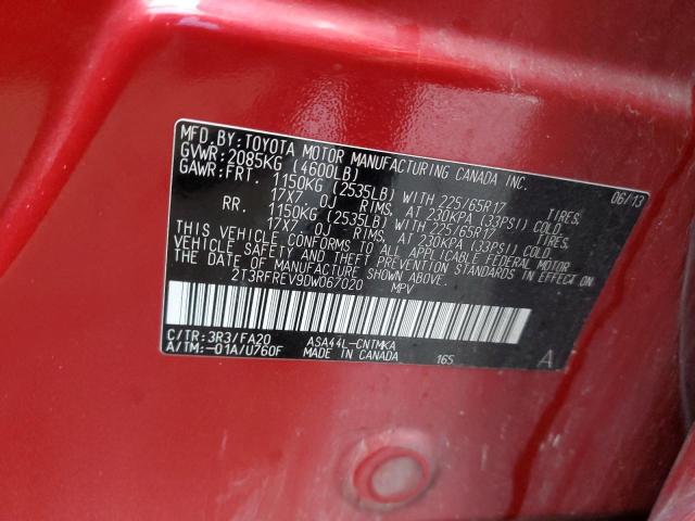 2T3RFREV9DW067020 - 2013 TOYOTA RAV4 4D 2W XLE RED photo 14