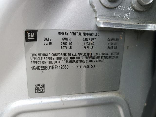 1G4GE5ED1BF112830 - 2011 BUICK LACROSSE CXS SILVER photo 12