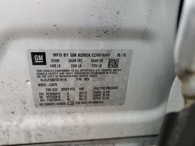 KL4CJFSB0FB218118 - 2015 BUICK ENCORE CONVENIENCE 银色 照片 12