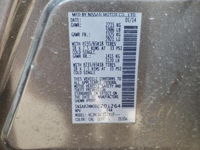 5N1AR2MM3EC701264 - 2014 NISSAN PATHFINDER S CHARCOAL photo 12