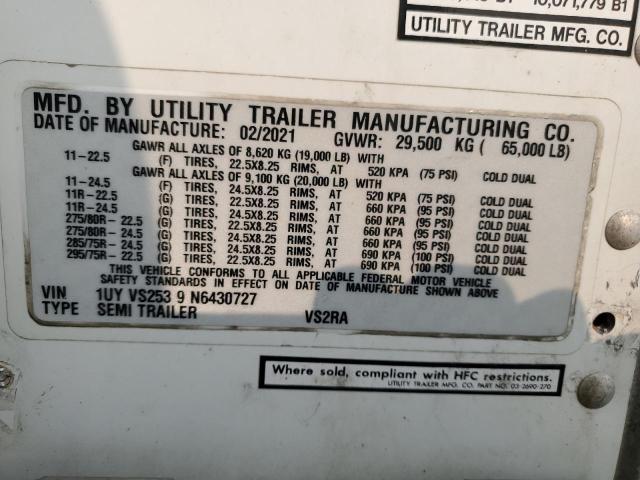 1UYVS2539N6430727 - 2022 UTILITY REEFER WHITE photo 10