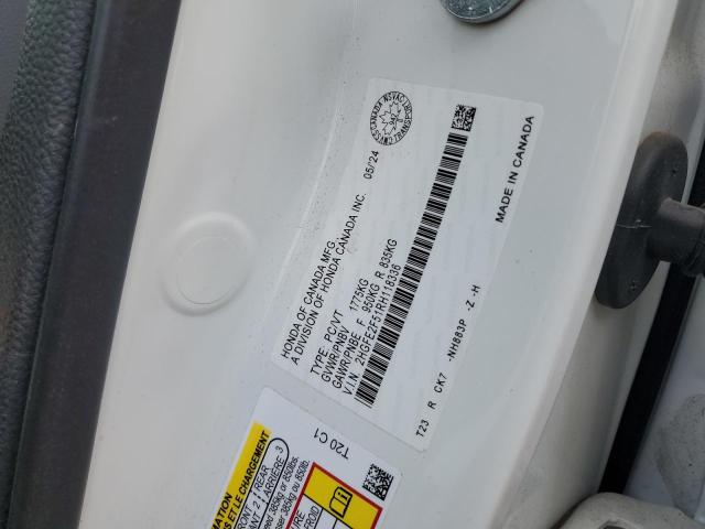 2HGFE2F51RH118336 - 2024 HONDA CIVIC SPORT WHITE photo 12