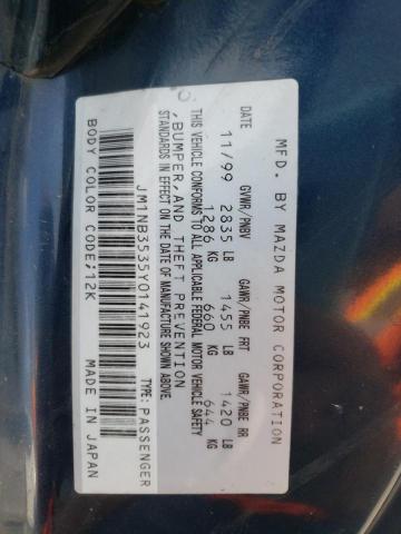 JM1NB3535Y0141923 - 2000 MAZDA MX-5 MIATA BASE BLUE photo 12