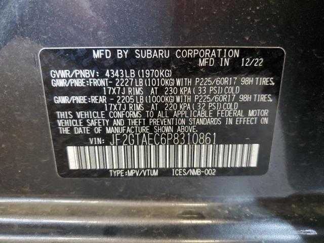 JF2GTAEC6P8310861 - 2023 SUBARU CROSSTREK PREMIUM CHARCOAL photo 13